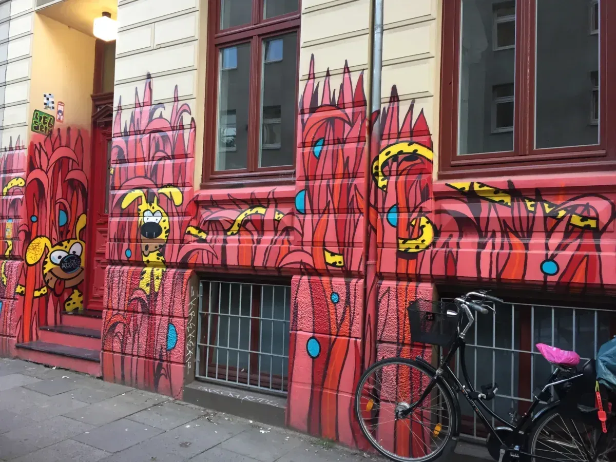 Een muurschildering van de Marsupilami in de Paulinenstraße in het Duitse Hamburg. Ik maakte de foto in 2017.